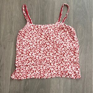 Bobeau Red and White Fitted Sleeveless Camisole